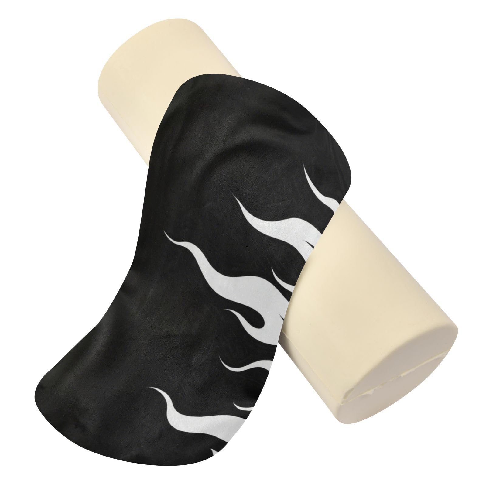 EtherSpher Black Fluorescent Cool Flame White Decorative Bolster Pillow for Bed Round Pillows for Chairs Round Seat Cushion Bed Support almohada para cervicales y Cuello