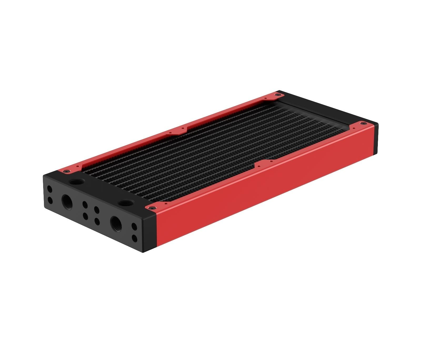 240SL (30mm) EXIMO Modular Radiator, Black POM, 2x120mm, Dual Fan (R-SL-BK24) Available in 20+ Colors, Assembled in USA and Custom Watercooling Loop Ready - Razor Red