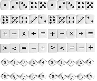 Teaching Dice 16mm Math Dice Games for Kids 8-12 for Math Teaching Classroom Supplies Acrylic Material (20Pcs Math Operation Dice + 20Pcs Number Dice + 20Pcs Dot Dice)
