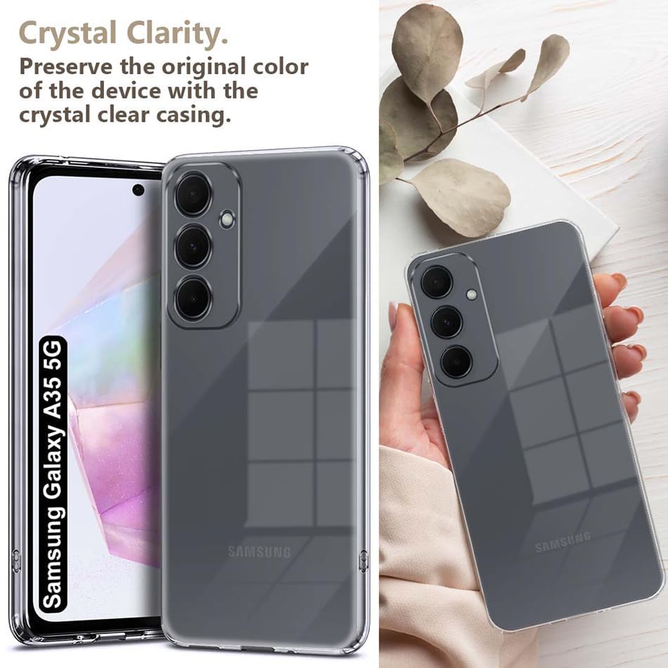 Image of NISHTECH for Samsung Galaxy A35 5G (2024) Premium Transparent Hybrid Soft Slim Dust Proof Back Case Cover Silicone with Camera Protection