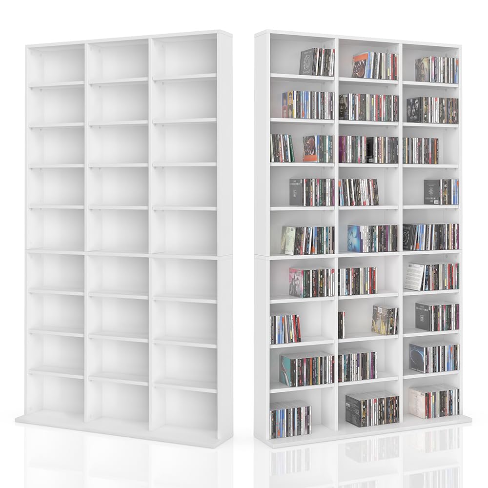 Vicco Scaffale porta cd Jukebox, Bianco, 102 x 178 cm