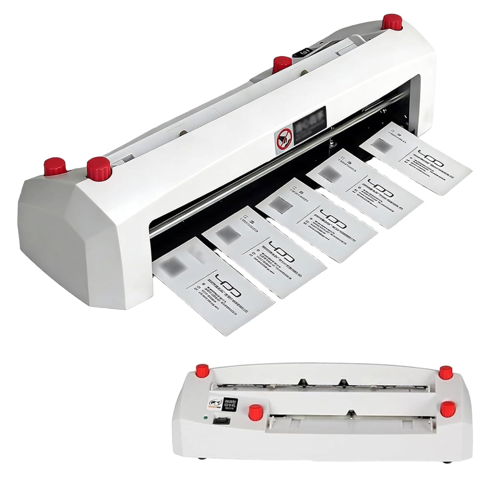 Cortadora eléctrica de tarjetas de visita, cortadora automática para tarjetas de 90 x 54 mm, corte de 120-300 g/m², ideal para imprentas, sistema de 9 cuchillas para un corte rápido y preciso