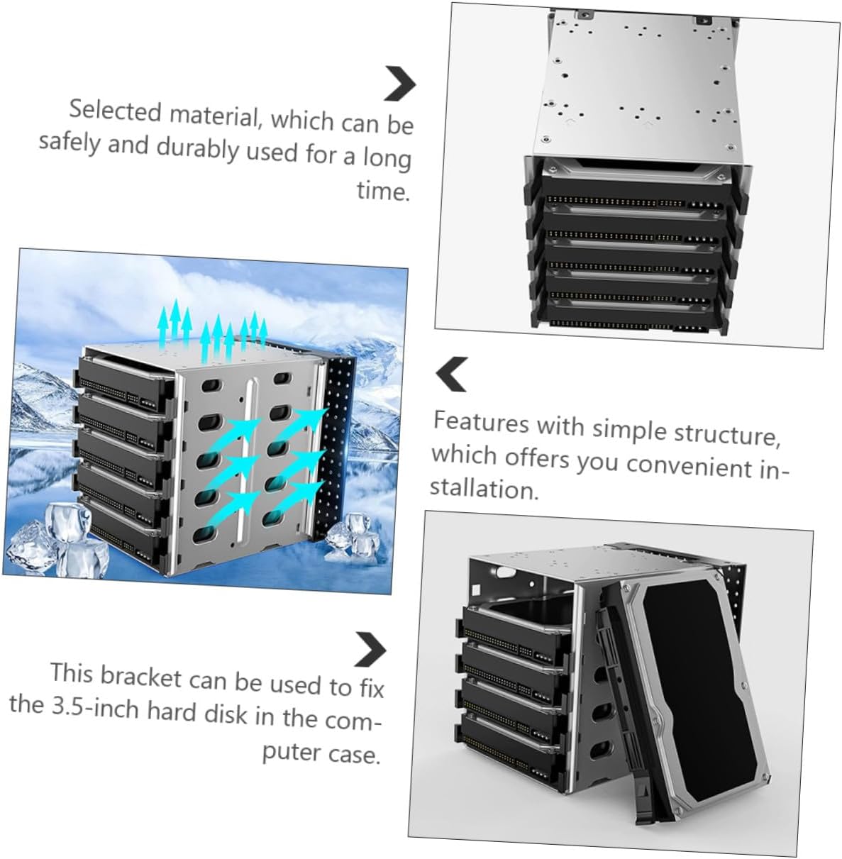 Uonlytech Hard Drive Bracket Cage with Cooling Fan Drive Mounting Kit for Case Optical Bay Conversion Heat Dissipation Hard Disk Tray Holder