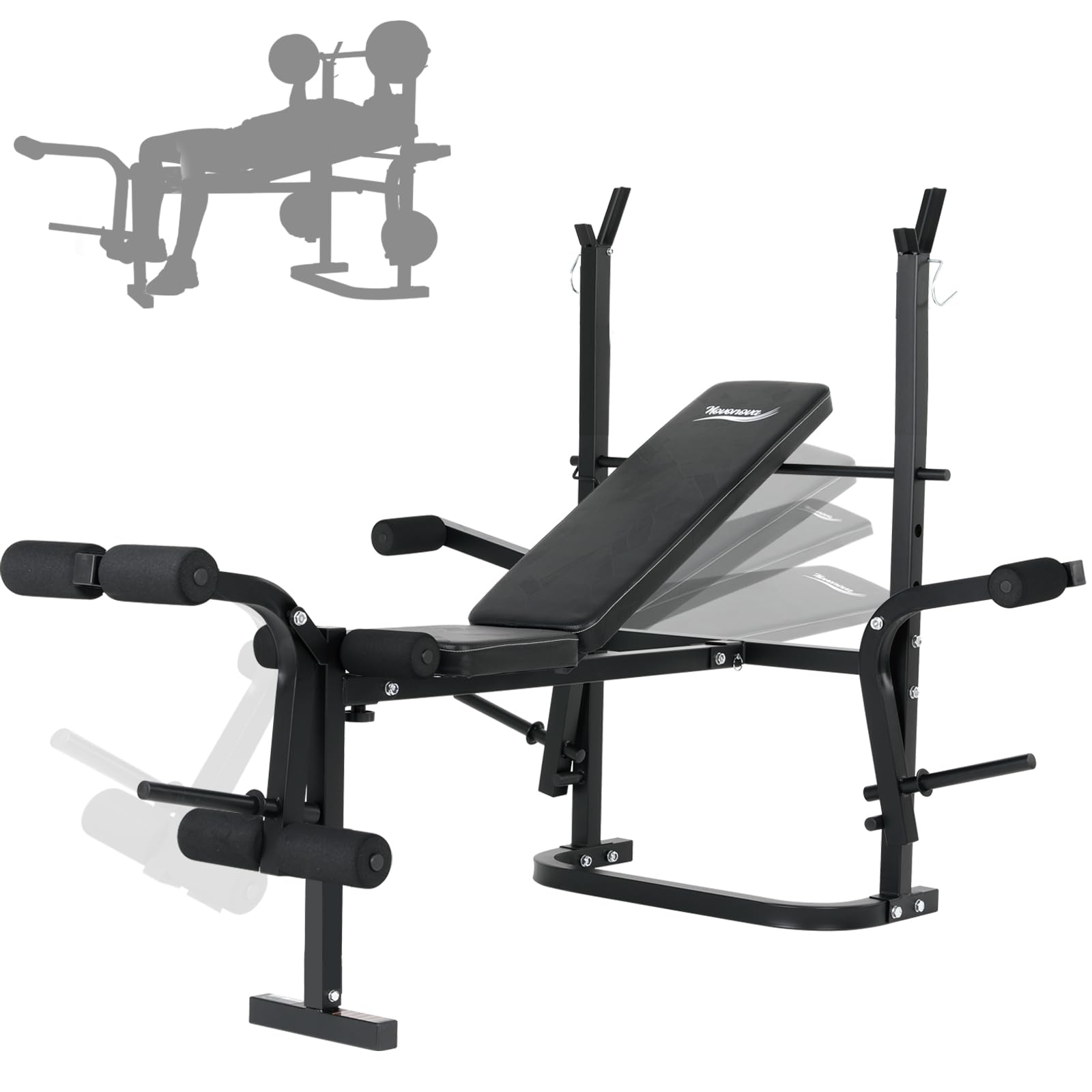 Banc de Musculation Complet Multifonction-Extension Jambe&Butterfly&Banc de Musculation Pliable&Support pour Haltères, Banc Musculation Complet/Banc Developper Coucher Fitness Pliable