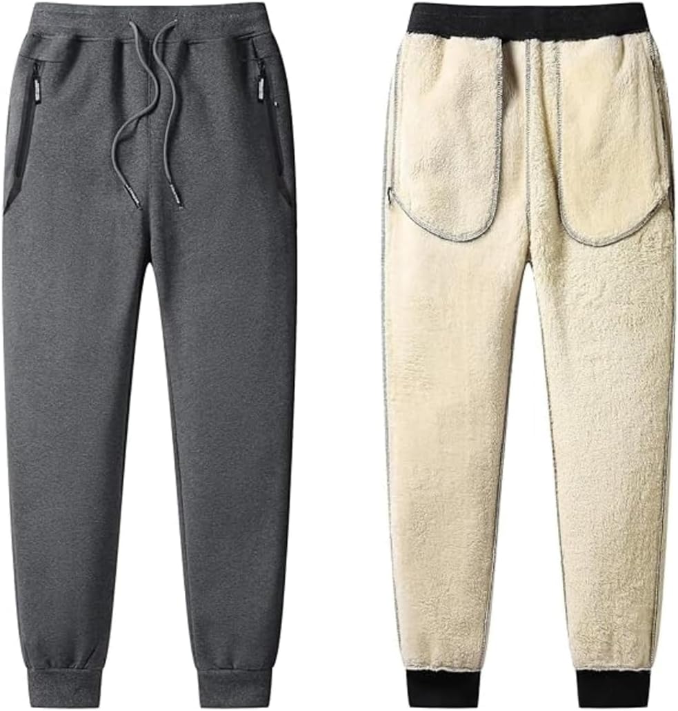 STICKON Mens Winter Fleece Pants Warm Sherpa Lined Sweatpants with Pockets - Image 3