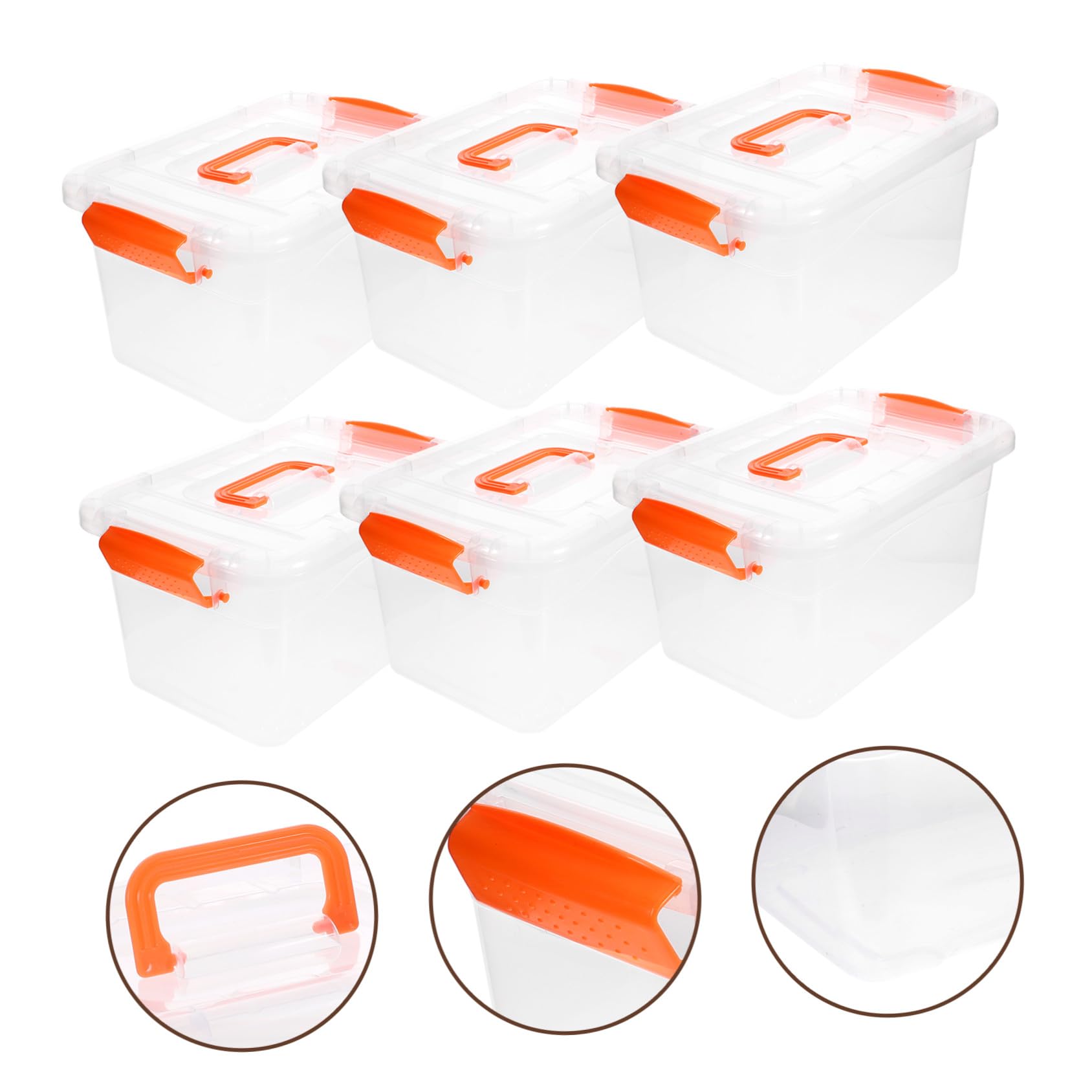 Alipis 6 piezas Cajas Organizadoras Transparentes de Contenedores de Almacenamiento Portátiles con Tapa y Asa Pequeñas Cajas para Despensa Oficina y Hogar