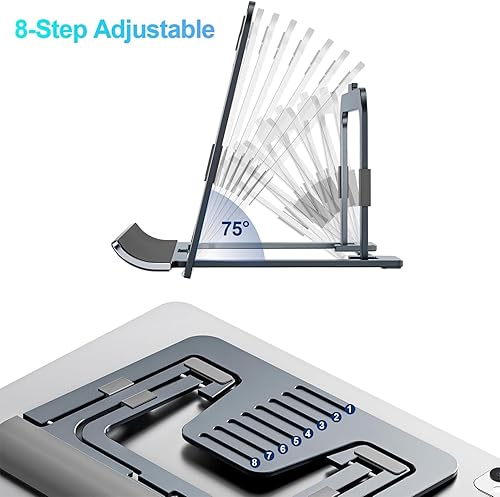 Miniatura 2 de Soporte para tablet ajustable y plegable, soporte delgado de aluminio portátil para tablet de escritorio, compatible con iPad ProAirMini, Samsung