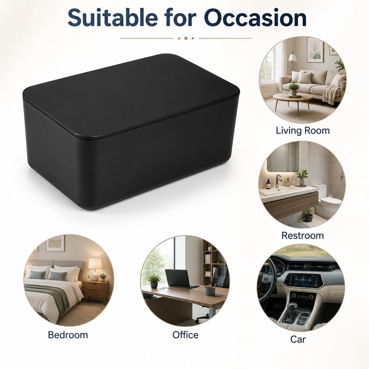 2pcs Black Wet Wipes Dispenser Box, PP Material Refillable Tissue Storage Container with Lid, Modern Square Wipe Holder for Bathroom Kitchen Office Car, One-Hand Dispensing Organizer Case