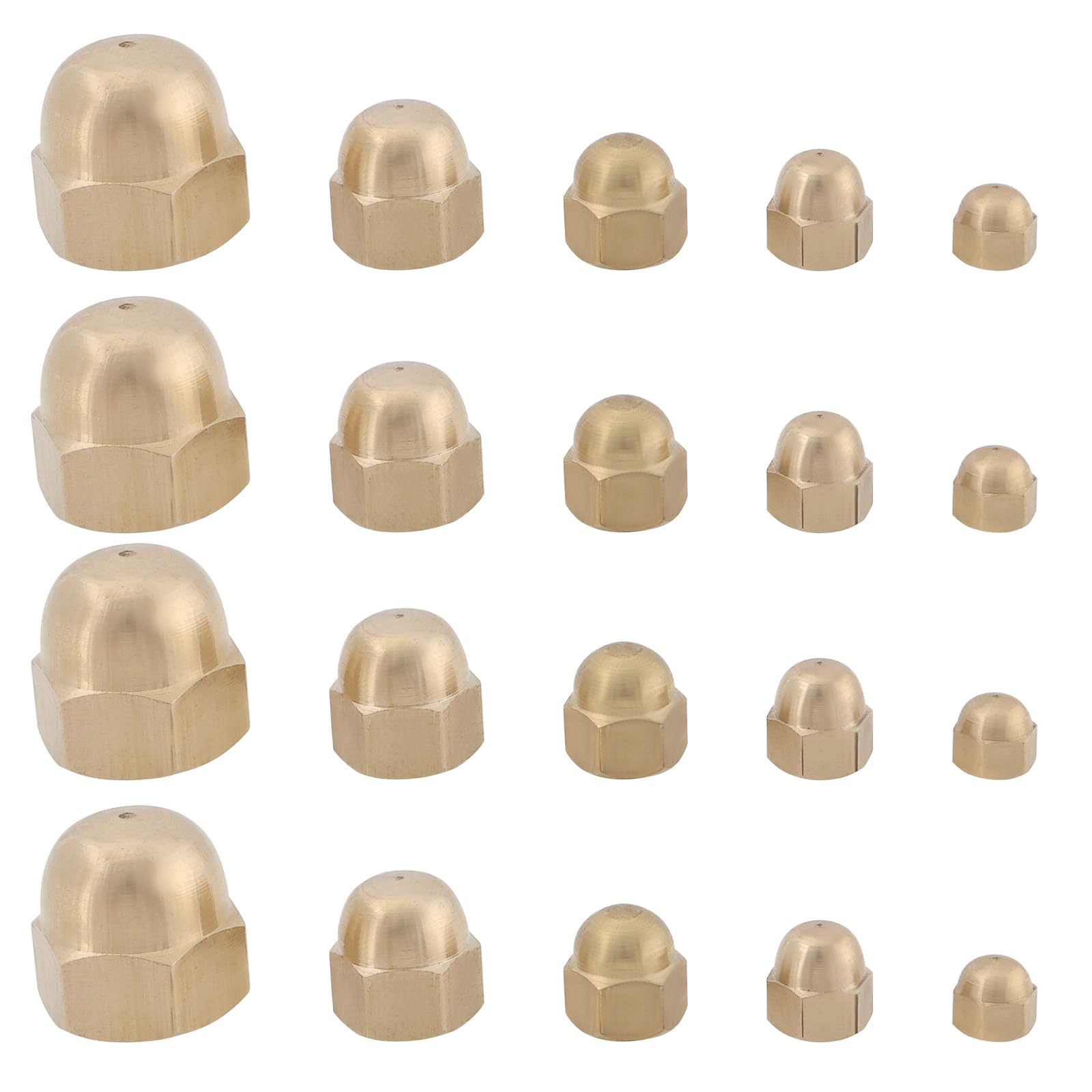Be In Your Mind 20pcs Hex Cap Nuts Dome Nuts Brass Hexagon Decorative Cap Nut for Home Repair Industrial Equipment Fasteners Screws Bolts Cap (M3 M4 M5 M6 M8)