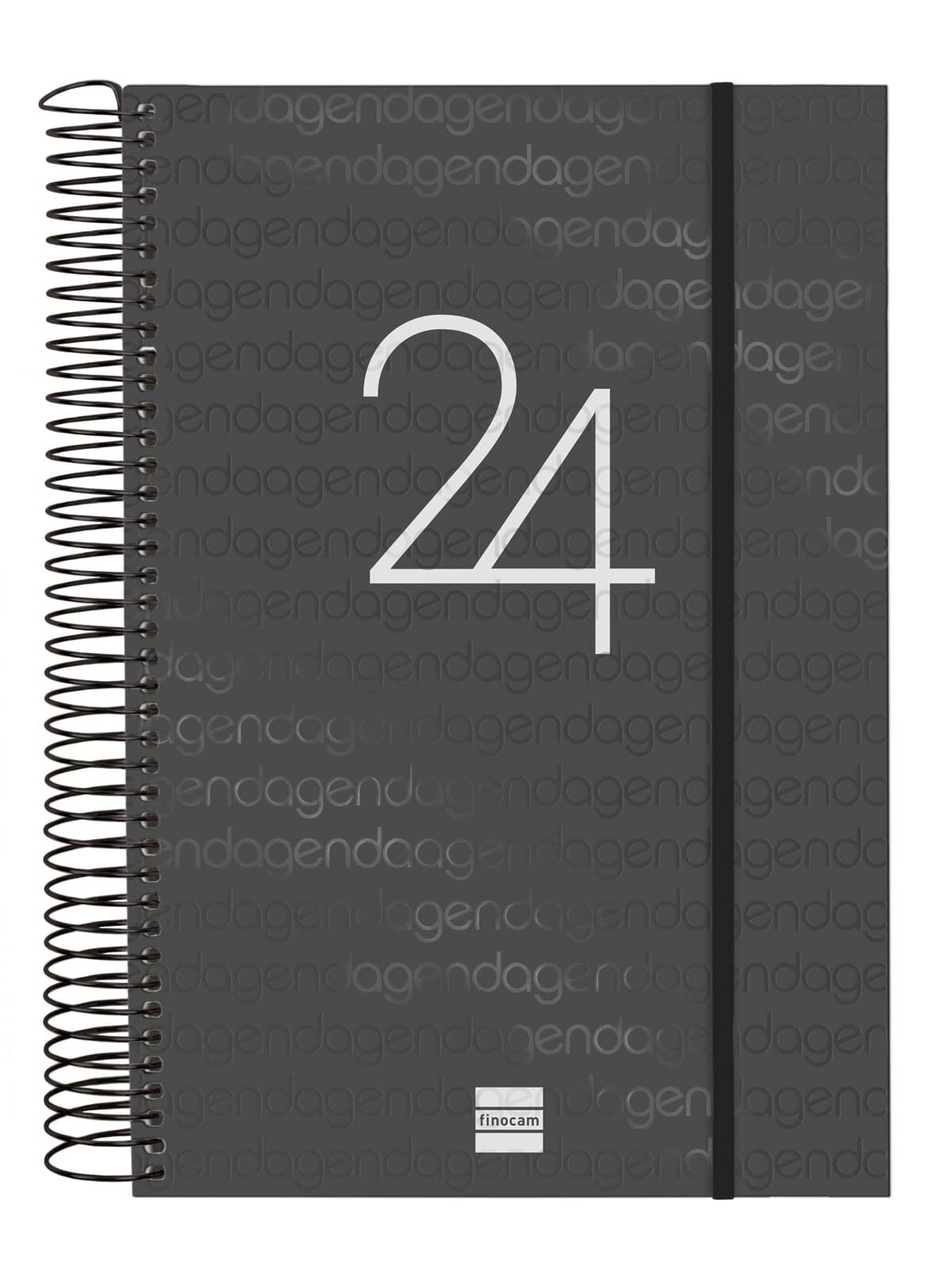 Finocam - Agenda 2024 Espiral Year 1 Día Página Enero 2024 - Diciembre 2024 (12 meses) Negro Español