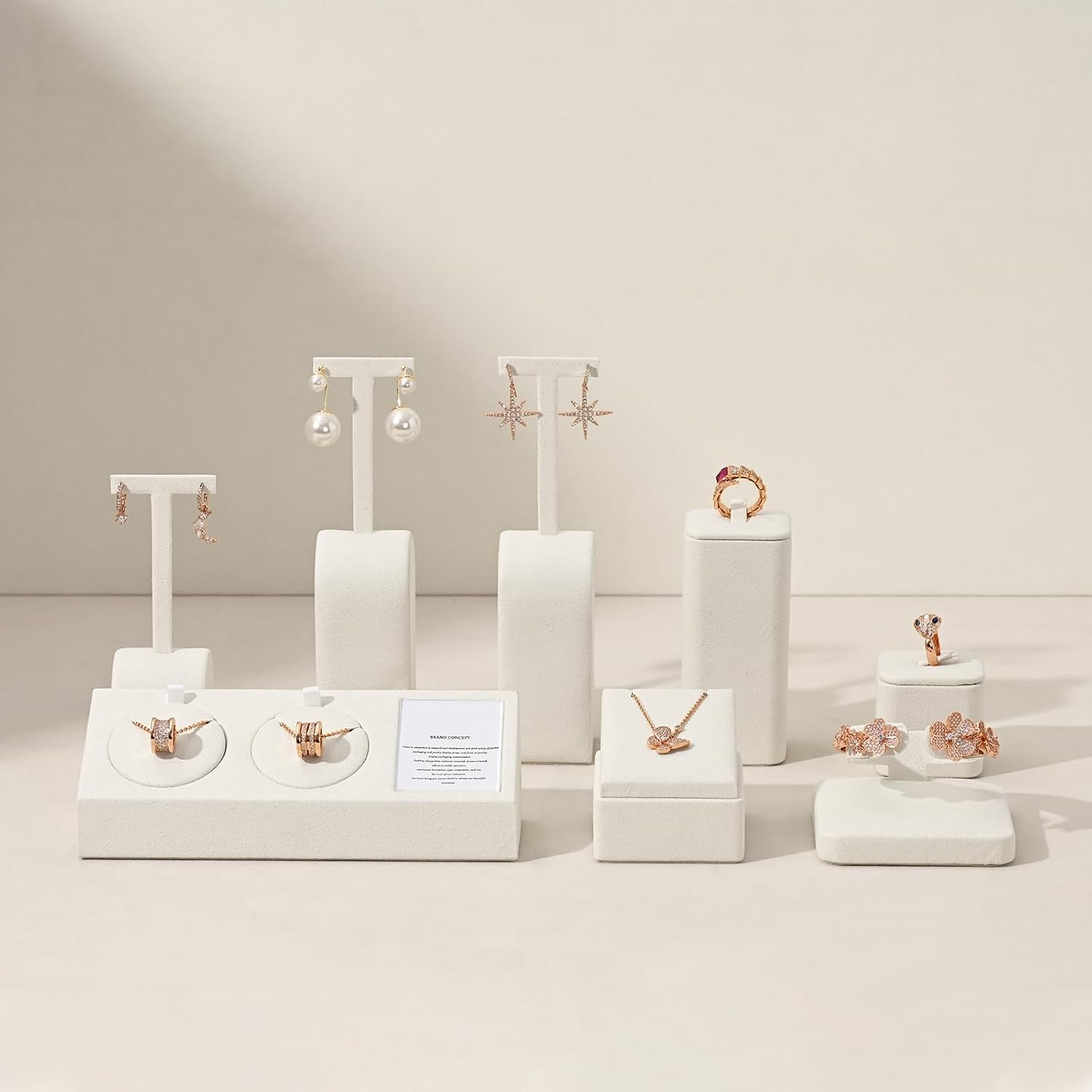 Beige Microfiber Single Bangle Bracelet Display Stand image 3