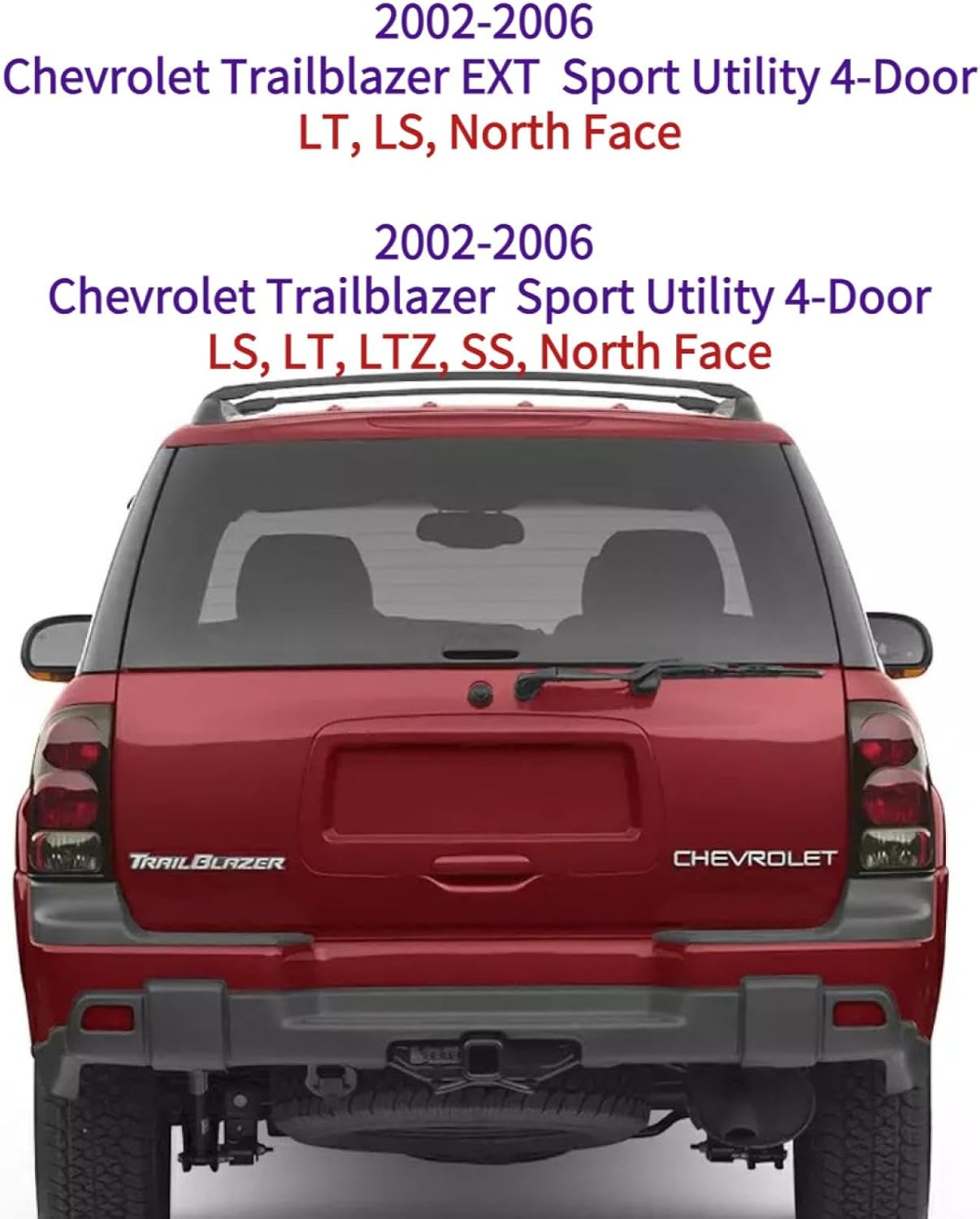 Rear Wiper Arm Blade for 2002 2003 2004 2005 2006 Chevrolet Chevy Trailblazer EXT LT LS North Face LTZ SS Sport Utility 4-Door 4.2L 5.3L 6.0L Rear Back Windshield Wiper Arm Blade Set Replacement