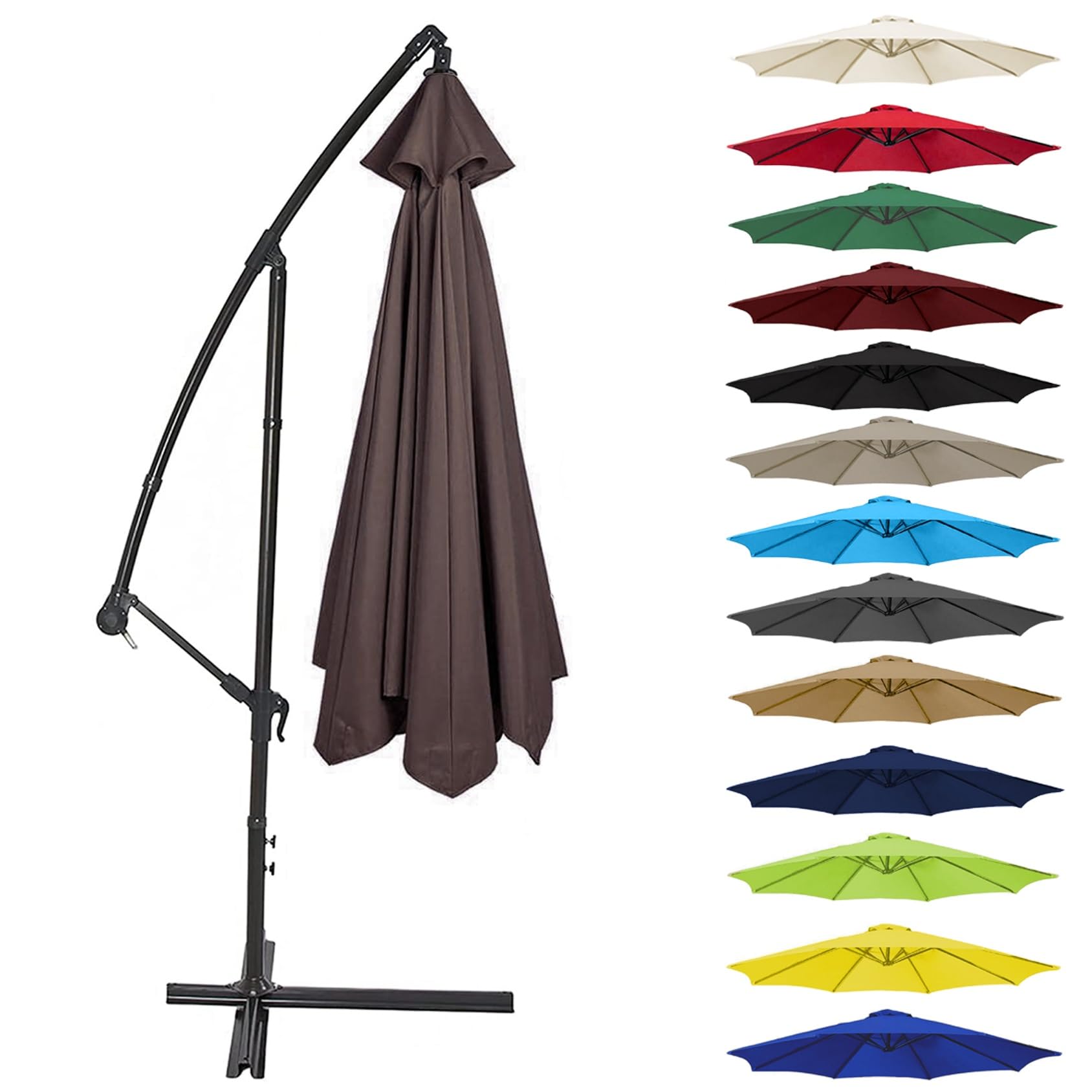 Cmjymx Unisex Brown Canopy Cover 200Cm 2.7M 300Cm (6 Arms/8 Arms) Umbrella Replacement Cloth Cantilever Parasol Top Fabric Cover Uv Protective(Color:,Size:6 Ribs-2.7M(8.8Ft))