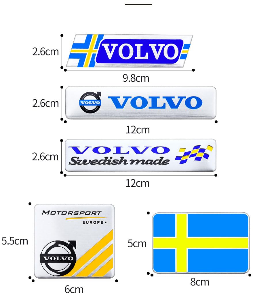 Acheter Autocollant de plaque signalétique de Logo de coffre arrière de voiture en métal pour VOLVO XC60 S90 XC90 XC40 S60 V90 S60 V60 T5 T6 T8 AWD RD, Badge de drapeau
