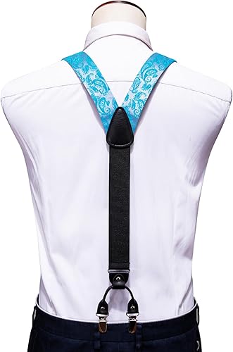 Miniatura 4 de Barry.Wang Conjunto de gemelos de pañuelo ajustable para hombre, diseño de cachemira, color sólido, 6 clips, fiesta de boda