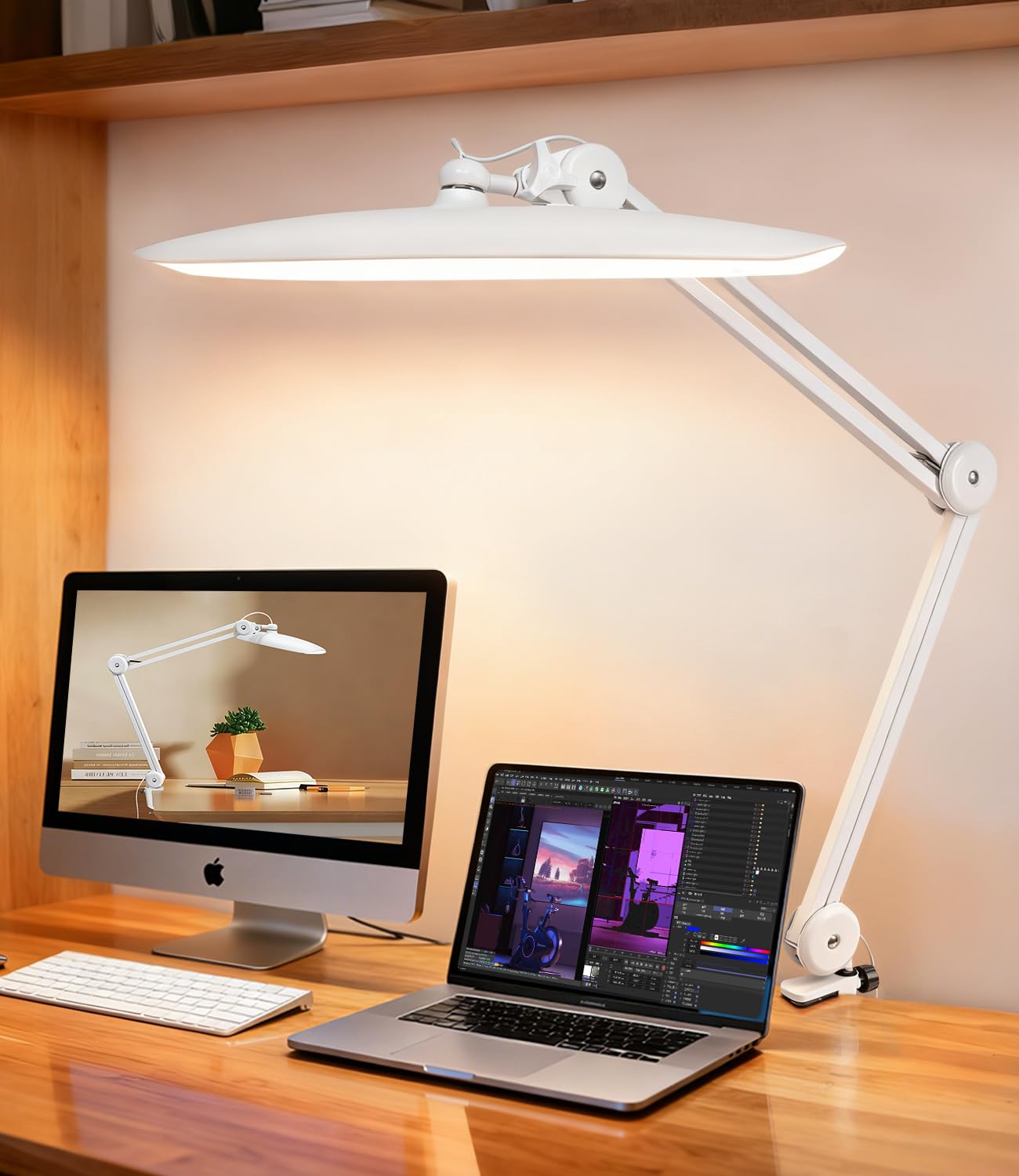 Jozlix - Adjustable Desk Lamp with Clamp Holder, Modern Clip-on Reading Lamp for Home Office