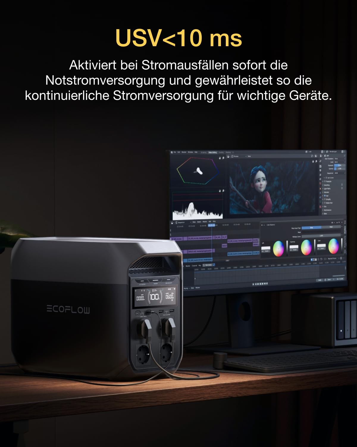 EF ECOFLOW DELTA 3 Tragbare Powerstation, 1 024 Wh Solargenerator, LiFePO4-Batterie, Schnellladung von 0-70% in 30 Min., erweiterbar auf 5 kWh, für Zuhause, Camping und Reise
