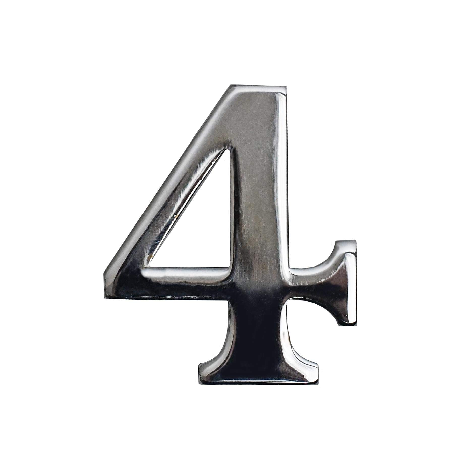 Black Country Metal Works Ltd Classic 1.5" Bright Chrome Number 4 with Fusion- Fix Adhesive