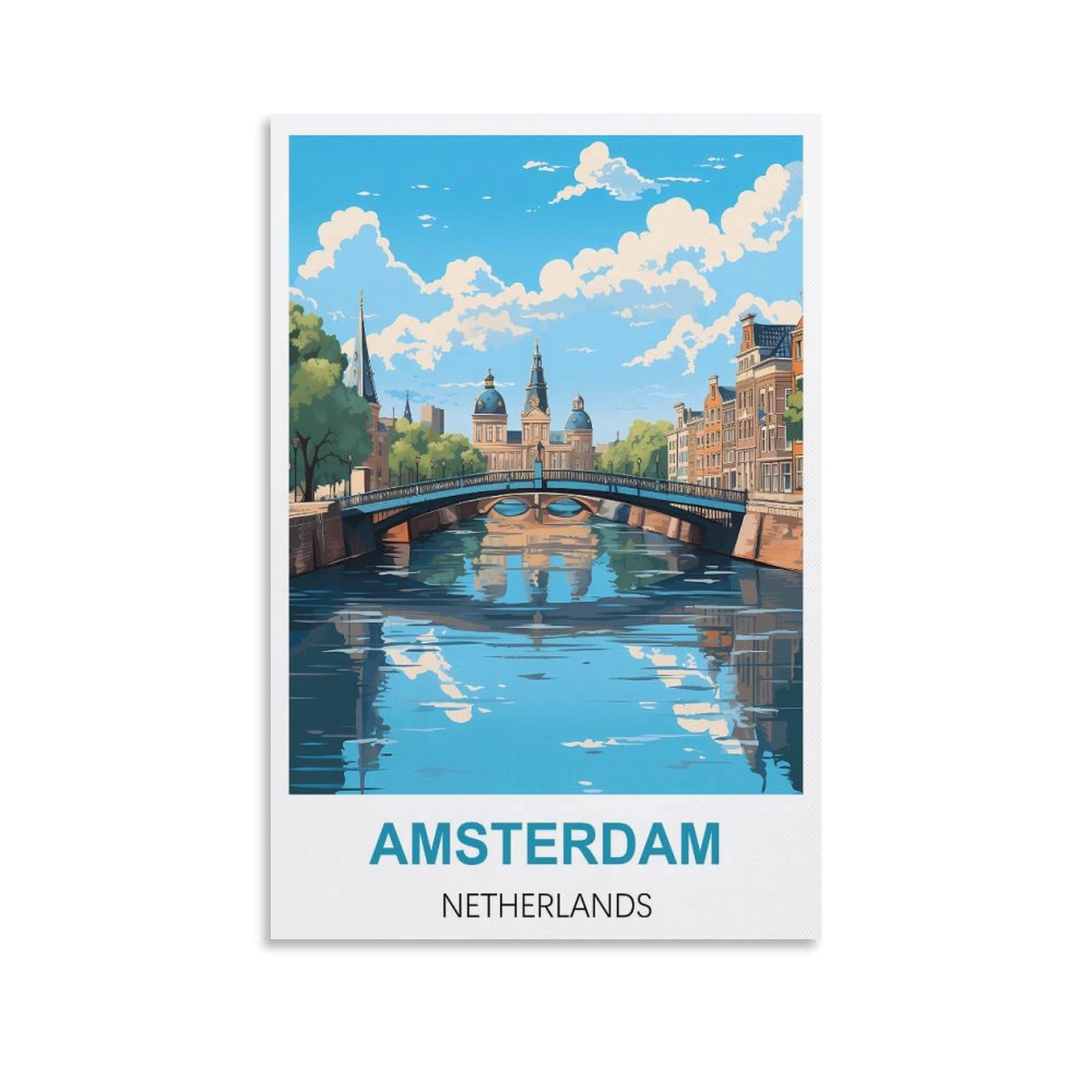 Tin Signs Retro,Amsterdam Netherlands,Vintage Plaques Poster Plaque Decor Retro Posters Gallery Wall Art Print 15x30cm