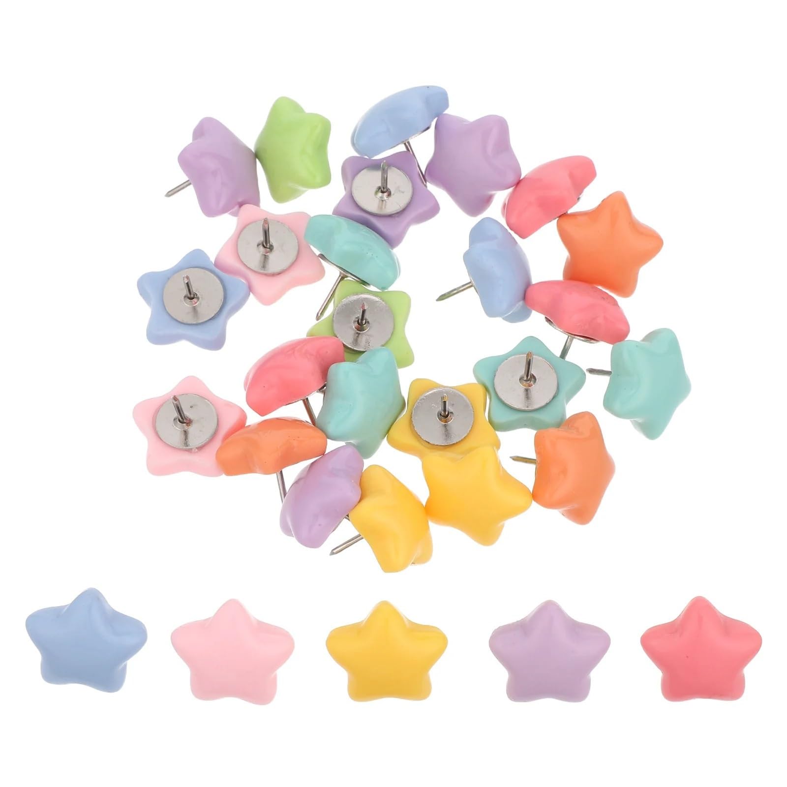 100Pcs Star Push Pins Colored Resin Flat Thumbtacks for Cork Board Bulletin Board Map Travel Wall Hanging Picture Nails