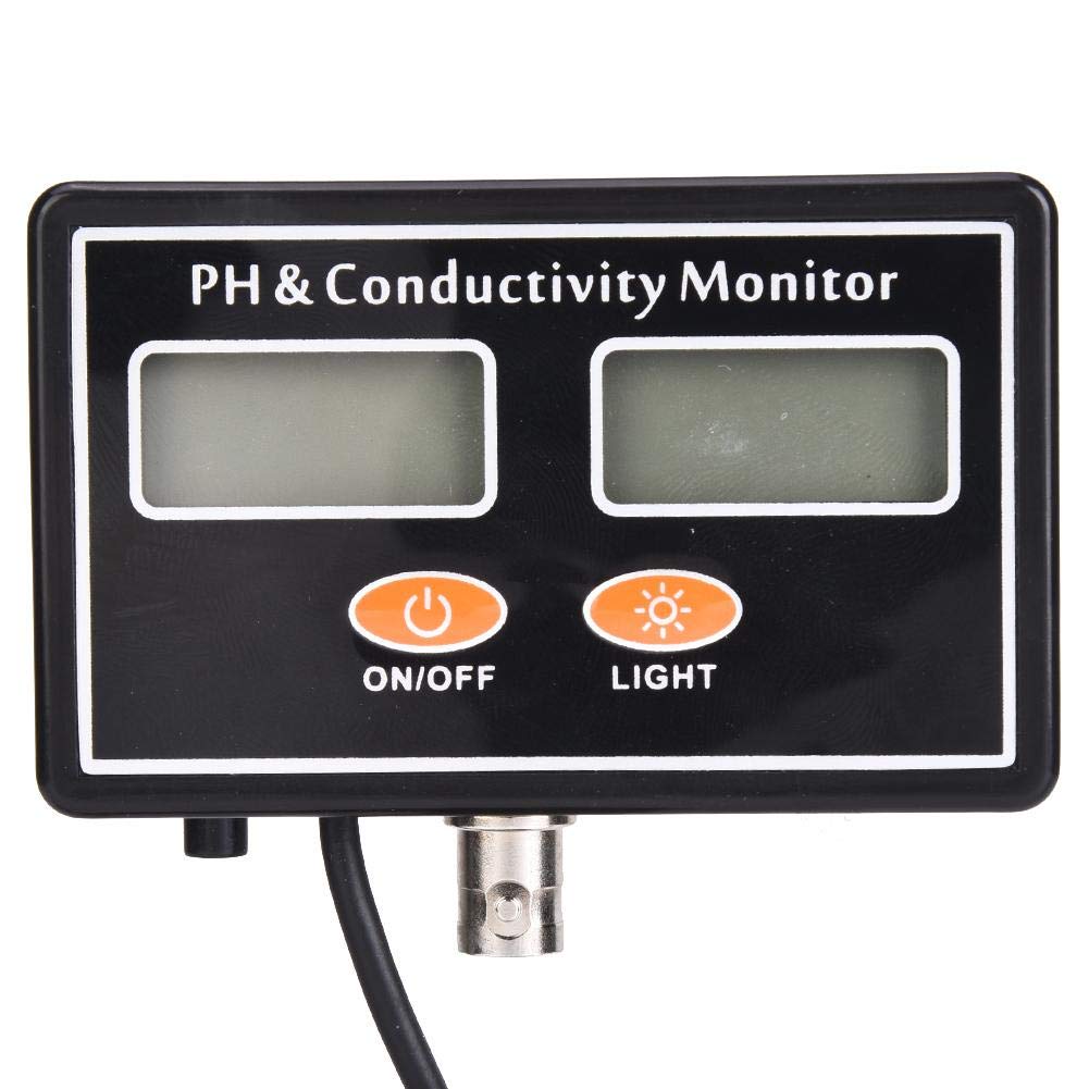 Medidor de monitor de pH digital, medidor de monitor de EC de PH en línea Probador de calidad del agua con sonda de PH reemplazable(Enchufe de la UE)