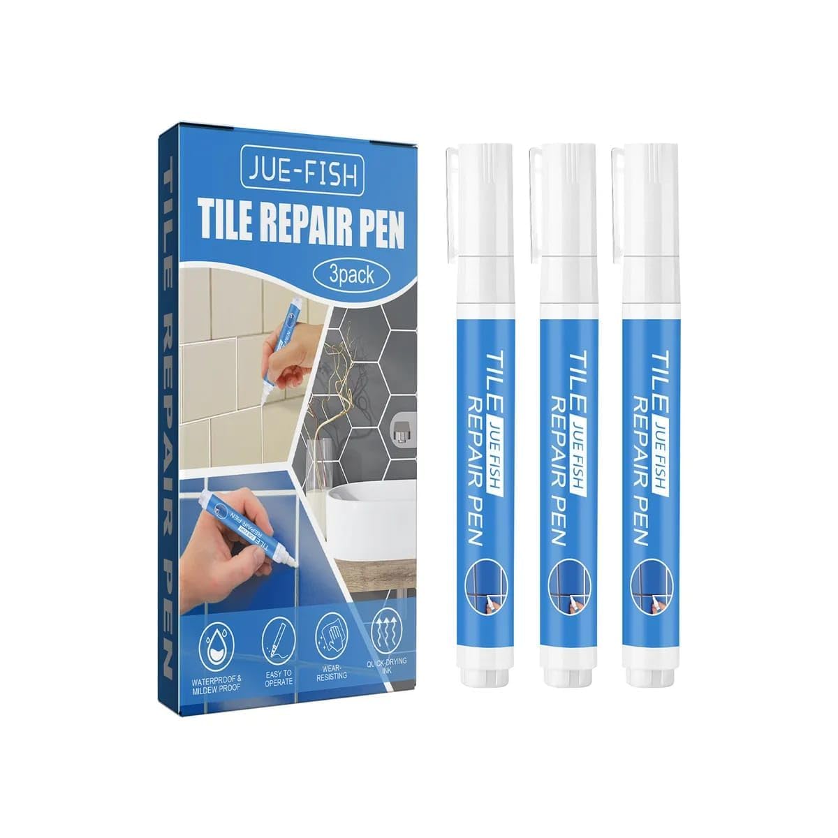 Bitnex 3Pcs Tile Grout Pen Repair Pen Set,Grout Pen White Tile Paint Marker,Waterproof Grout Colorant and Sealers Pen,Tile Pen for Wall and Floor Tile Lines (B0CVHDKS9Y) Amazon Price History, Amazon Price Tracker