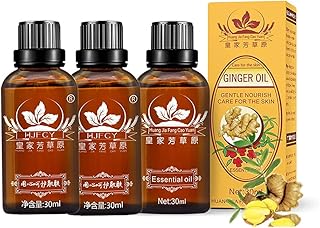 Ginger Oil Lymphatic Drainage Massage, Ginger Oil for Swelling and Pain, Lymphatic Drainage Ginger Oil 100% Pure Natural 30ml, Repelling Cold and Relaxing Active Oil (3pcs)