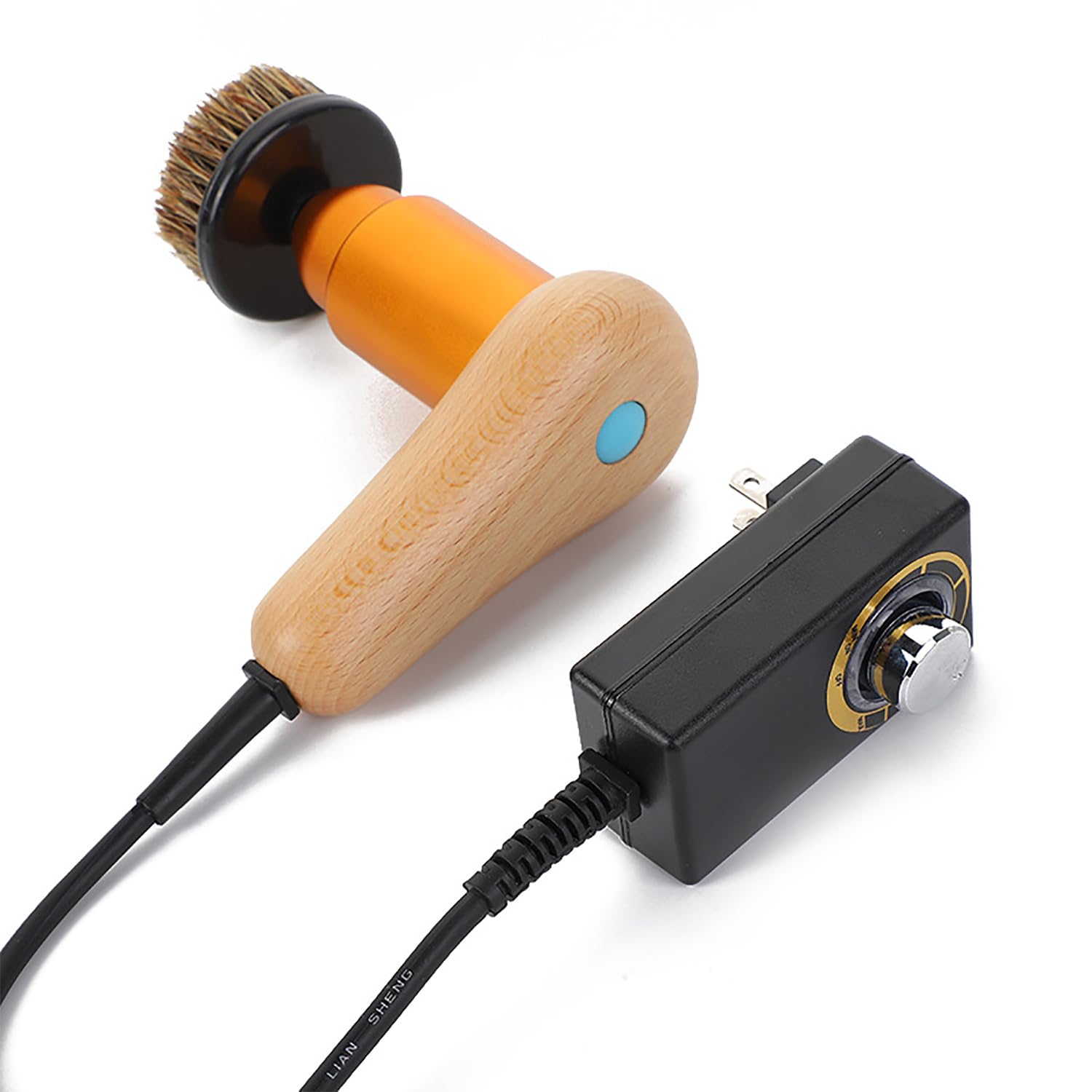 Macchina lucidatrice elettrica portatile, velocità regolabile, kit di pulizia per la cura della pelle, con 3 testine mobili per scarpe, stivali, borse, divani