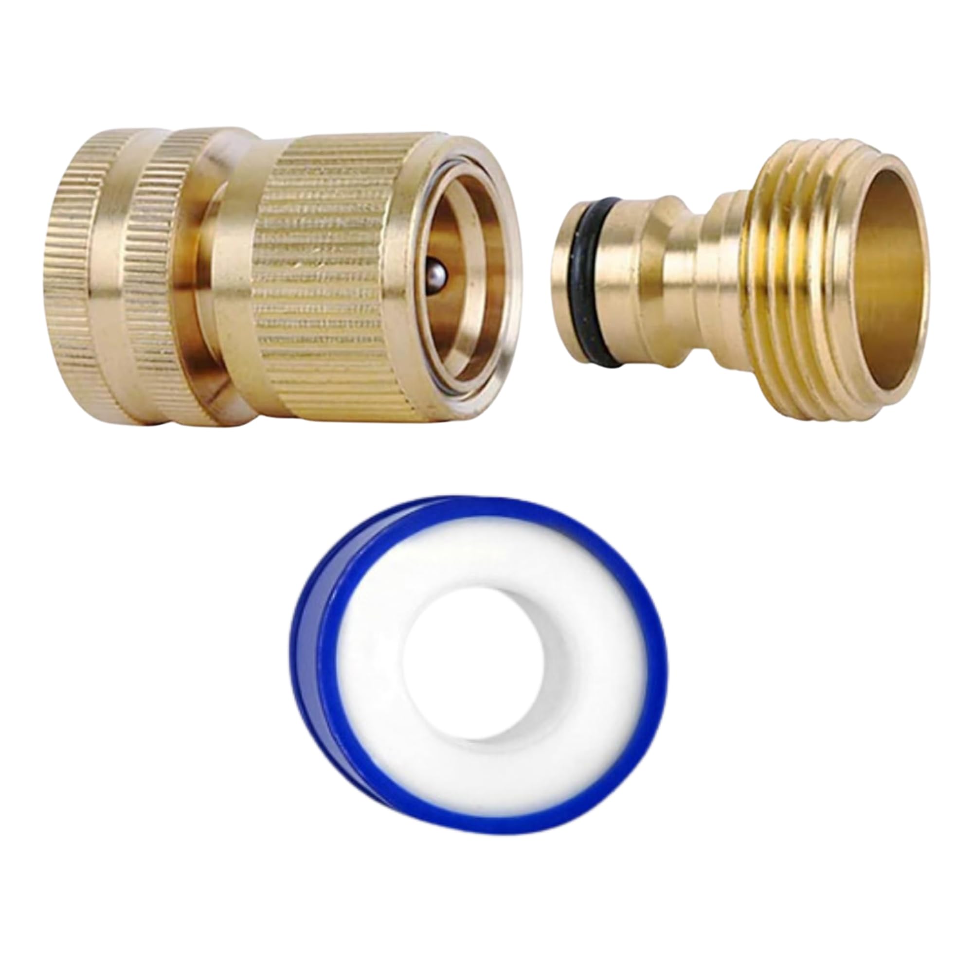 Mypurecore You At The Core Women's Brass Mypurecore Hose Connector Set - 3/4 Inch Thread Tap & Male Quick Connectors + Ptfe Tape | Universal Outdoor Tap Adapter For Garden Hoses & Fittings | Leak-Free, Garden & Hose Accessories