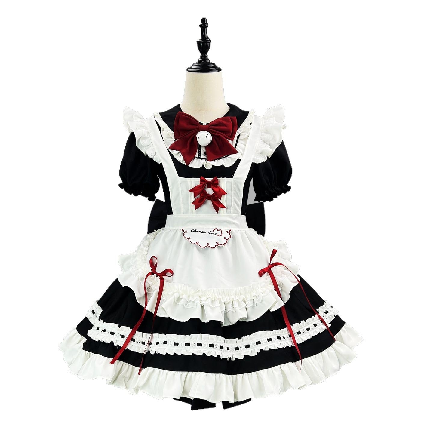 Lolita - Costume da cameriera a maniche corte da donna, con volant, per cosplay, Halloween, bar, scuola, festival, feste