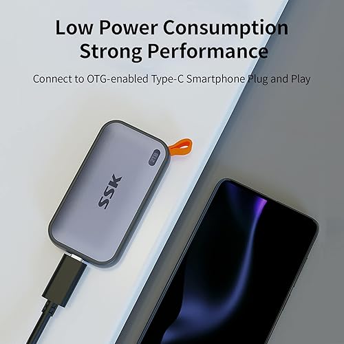Miniatura 3 de SSK Unidades de estado sólido externas SSD portátiles de 2 TB, hasta 1050 MBs USB C SSD Disco duro externo USB 3.2 Gen2 para iPhone 15Pro, Windows,