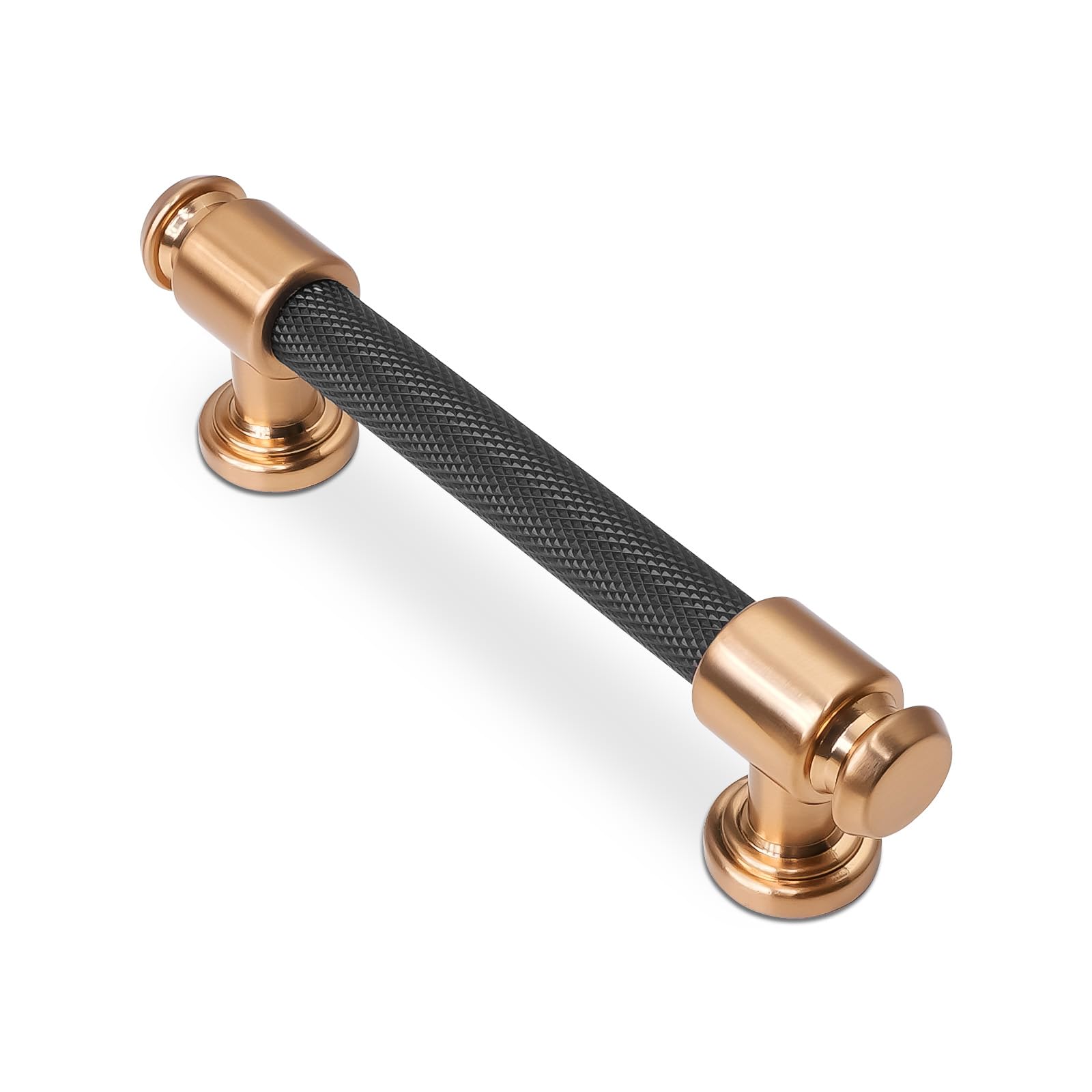 POVEFONK 10 Pack 3-3/4 inch (96mm) Matte Black and Champagne Bronze Cabinet Handles - Black Drawer Pulls