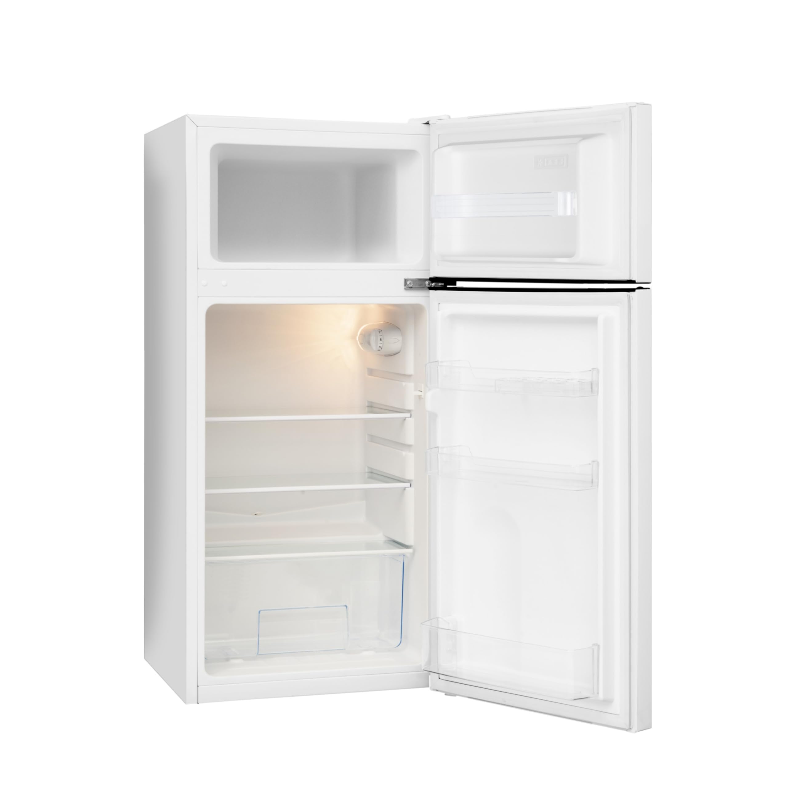 Amica Kühl Gefrierkombination freistehend mit Gefrierfach oben 105 cm Höhe 112 l Nutzinhalt LED Beleuchtung FrostControl - Weiß