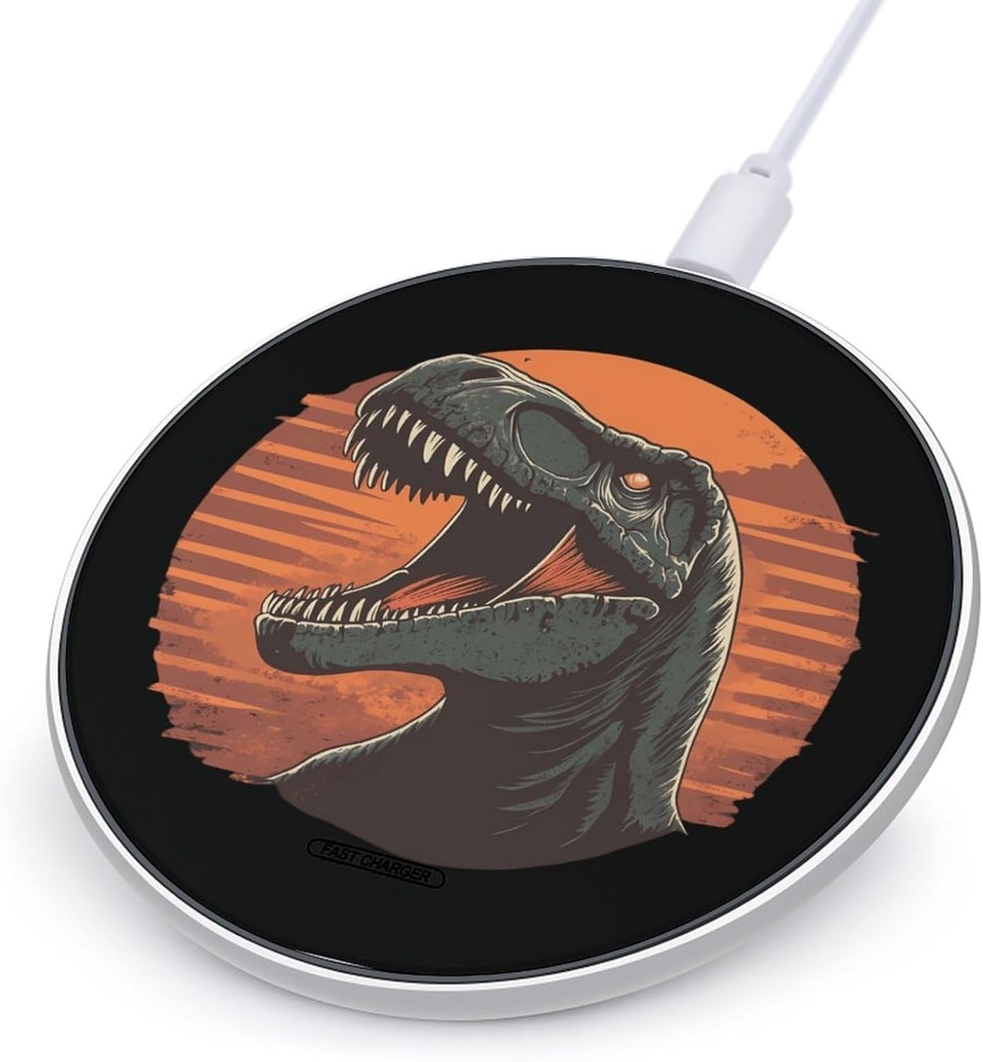 Vintage Dinosaur Cute Charger Pad 10W Fast Charging Stand with USB Cable