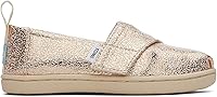 Vista 2 de TOMS Mocasín plano tipo alpargata unisex para niños, Lámina dorada agrietada