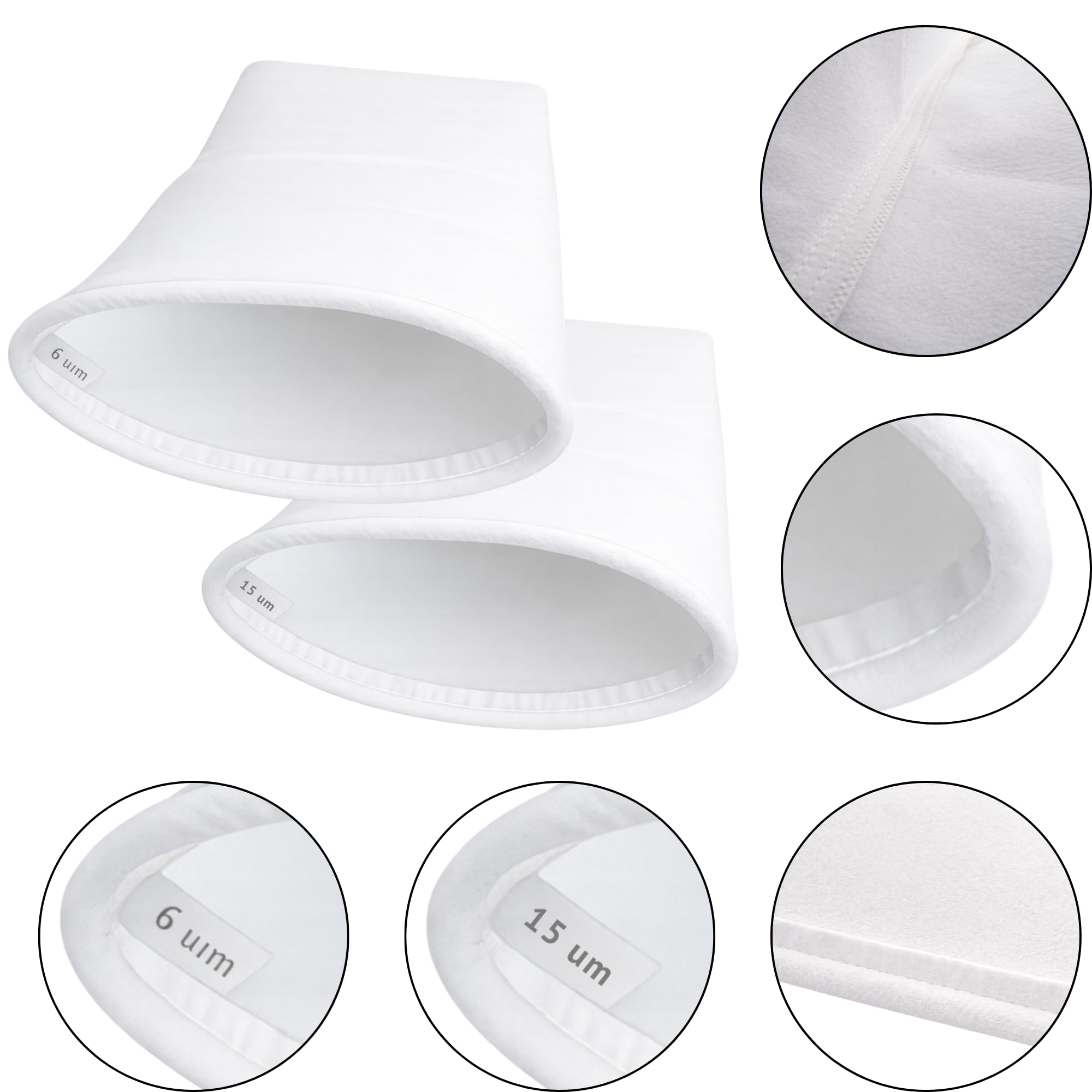 PHONILLICO Poche Filtrante Piscine [Lot 2] 6 Microns + 15 Microns Compatible avec Desjoyaux F15 PF180 PFI180 PFI181 PF250 Filtre 58x33cm Anneau Rigide Ø21cm