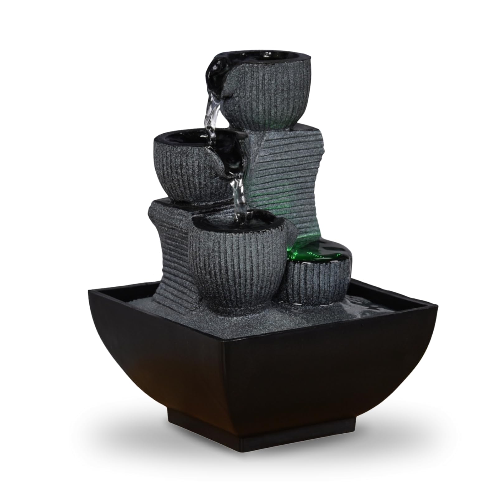 Zen Light - Kini, Fontana da Interno con Pompa e Illuminazione a LED, in Resina, Taglia Unica