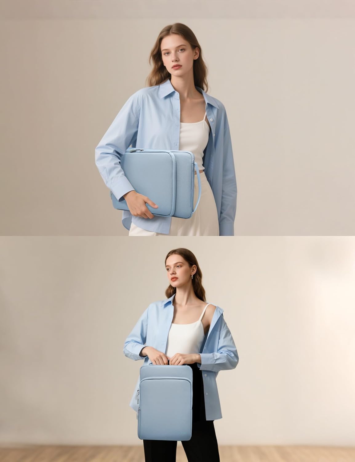 HYZUO 15-16 Inch Laptop Bag Sleeve for MacBook Pro 16 M4 M3 M2 M1 2026-2019, 15" Surface Book, Notebook Case for 15" 15.6" Dell HP Lenovo ThinkBook Asus Acer Samsung Huawei, Pale Blue - Image 2