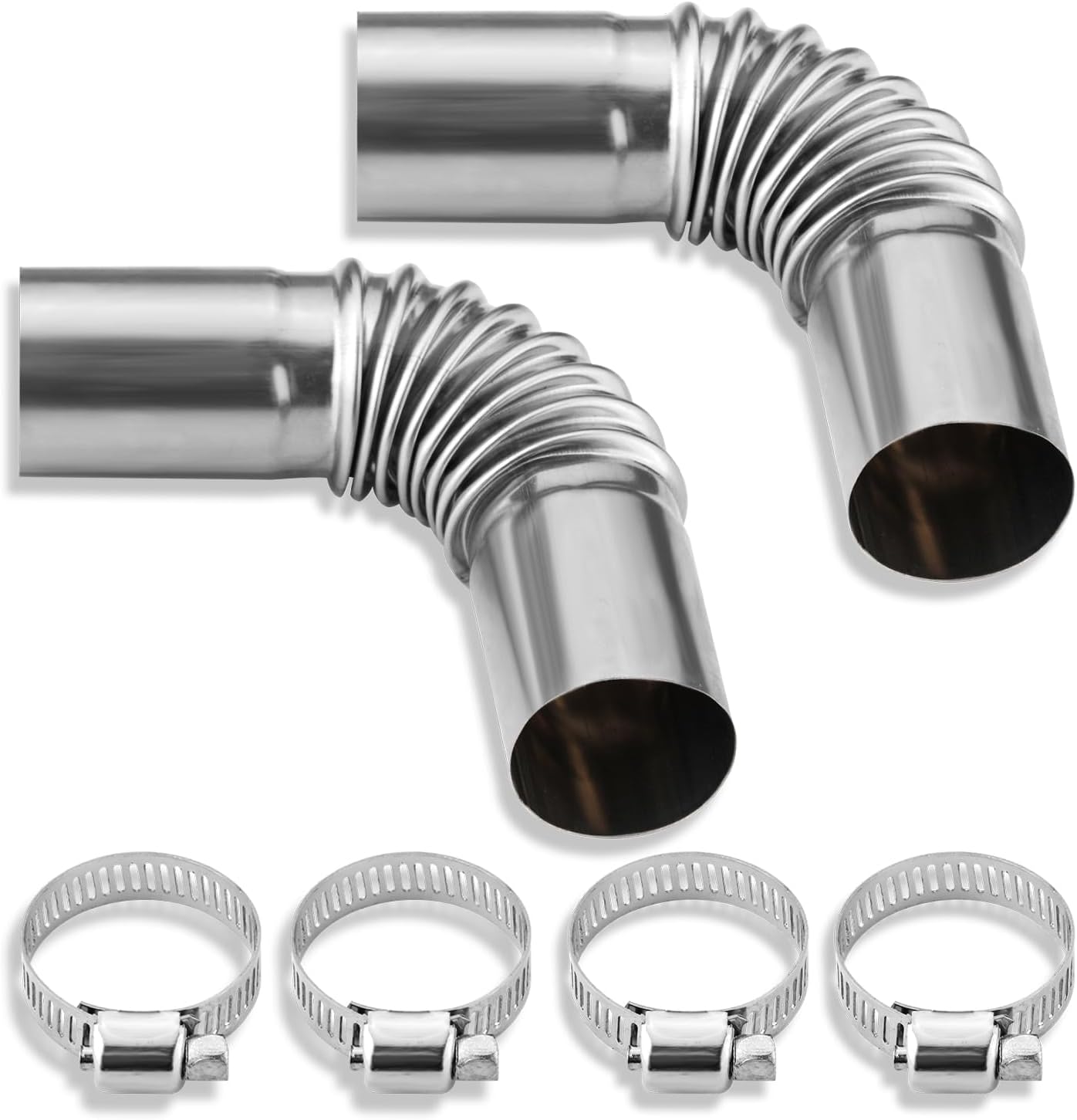 2pcs Diesel Heater Exhaust Pipe, Stainless Steel 24mm