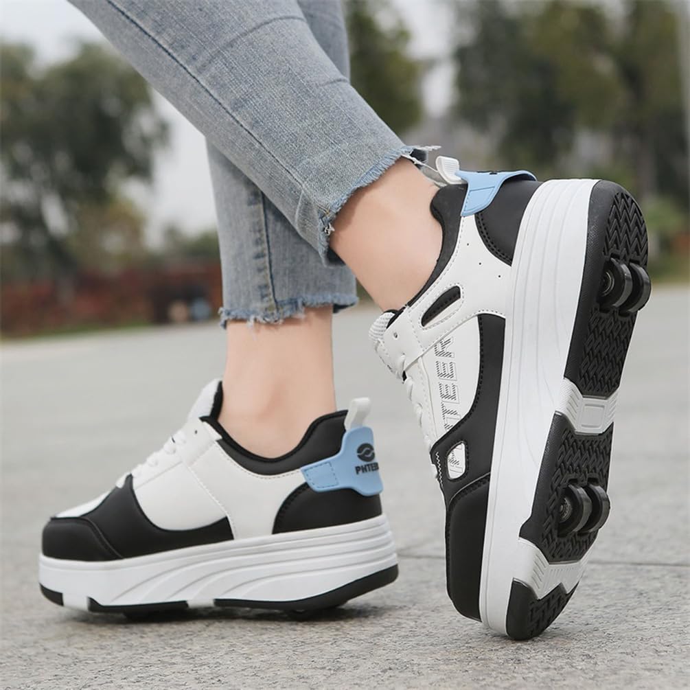 Dziewczęce buty na kółkach dla chłopców buty do deskorolki dla dzieci 2 w 1 wielofunkcyjne buty na rolkach buty na rolkach buty damskie, Rolka S11, 35 EU