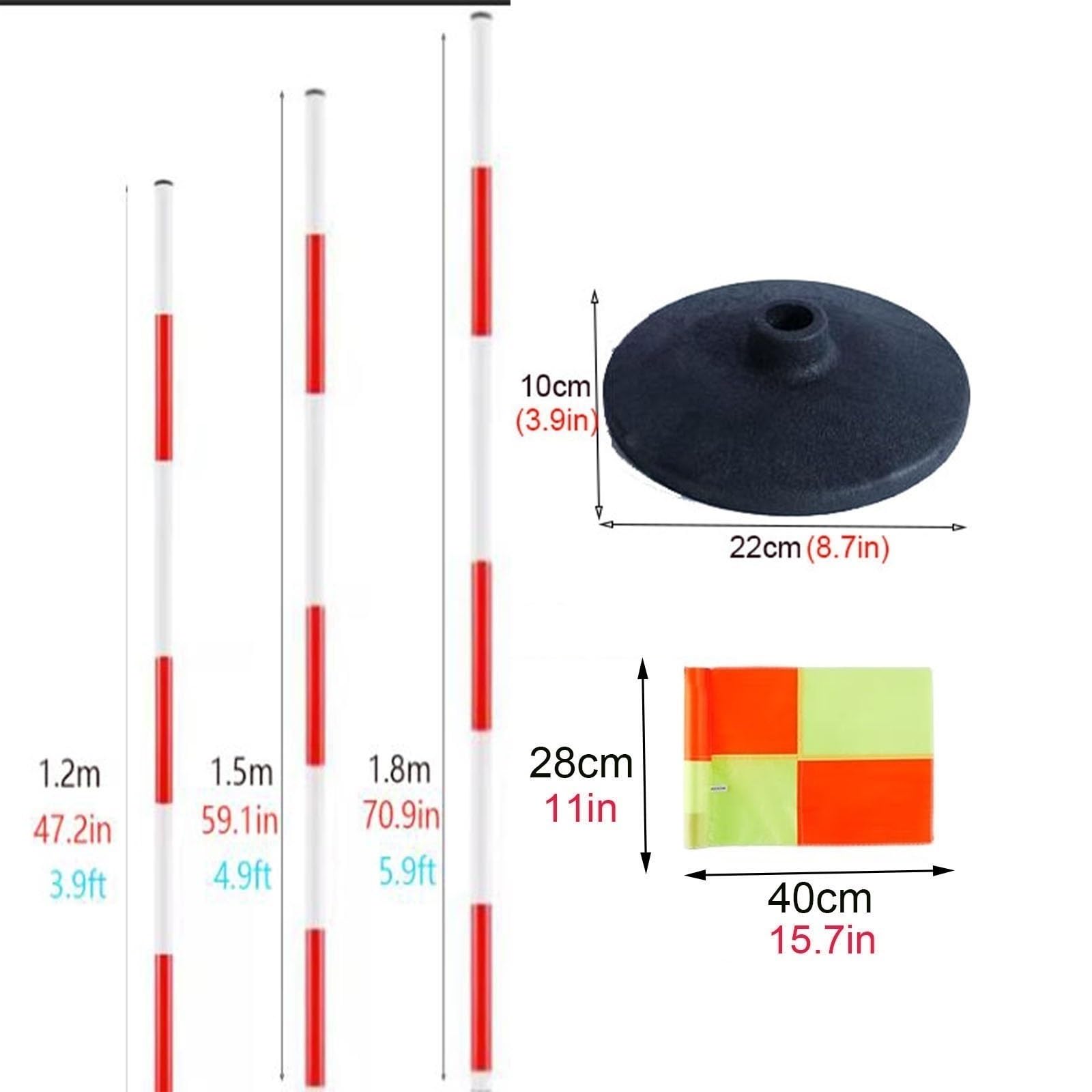 Juego de Postes de Agilidad para fútbol, Postes de eslalon para Entrenamiento Deportivo con Base de Goma, para marcar Esquinas/Campos, Equipo de Entrenamiento Deportivo (Size : 1.8m/70.9in)