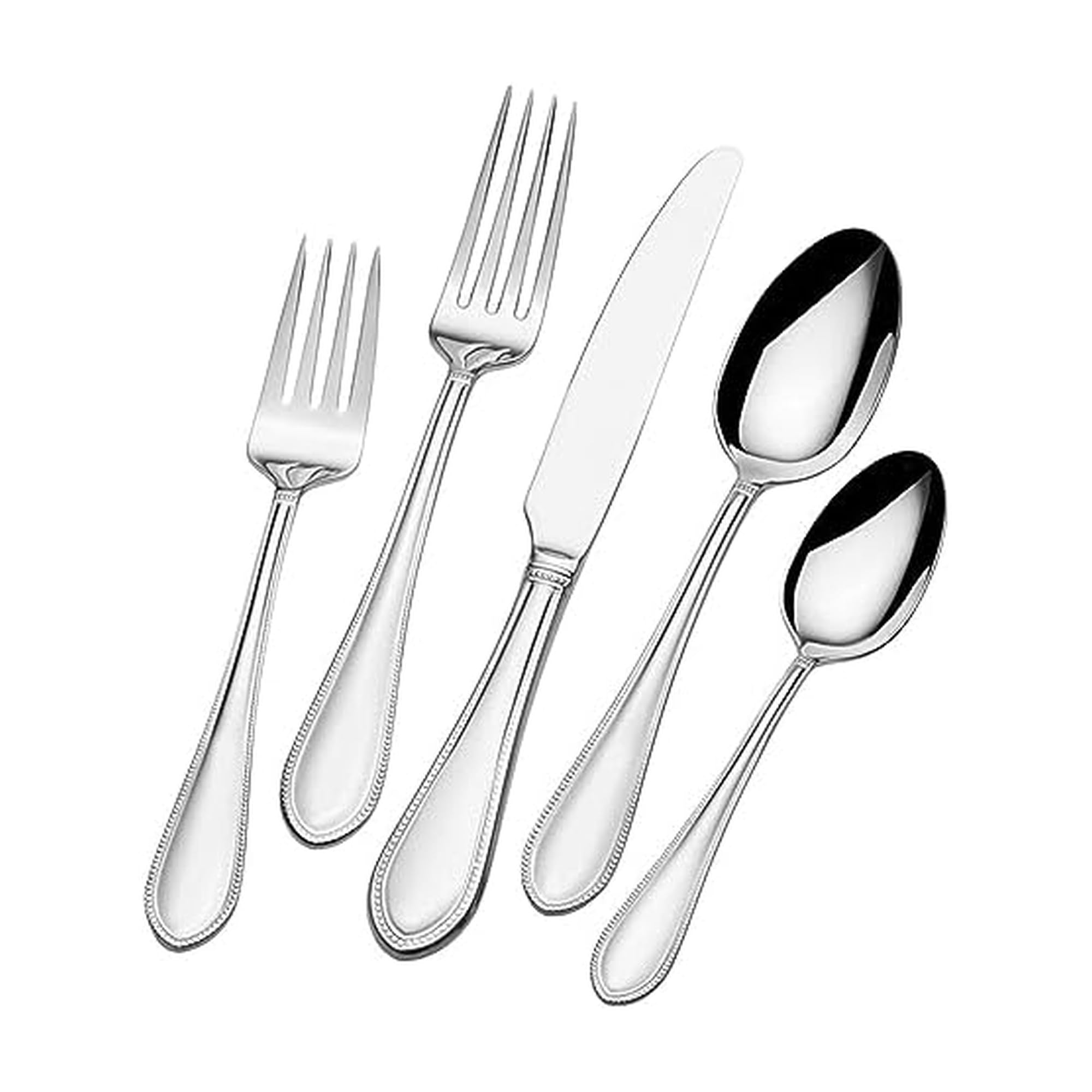 Mikasa 5187577 Daphney 65-Piece 18/10 Stainless Steel Flatware Set with Serveware, Service for 12