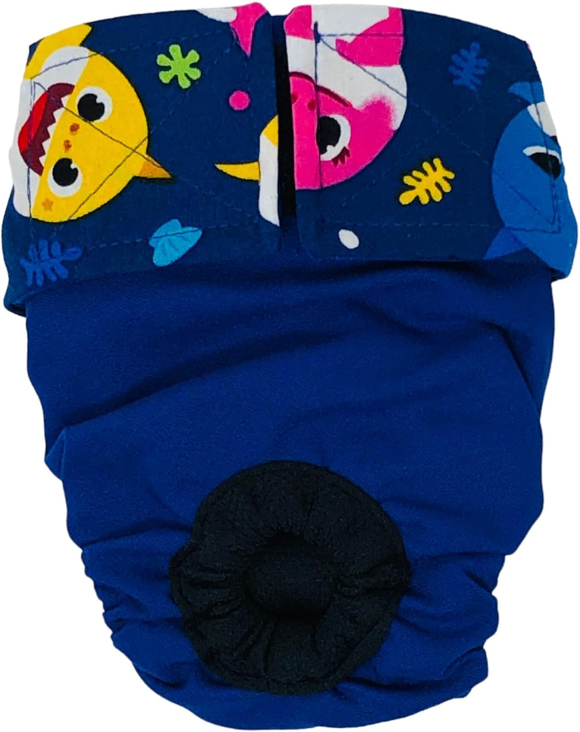 Blue Happy Shark on Blue Dog Diaper, XS, Without Tail Hole - Made in USA