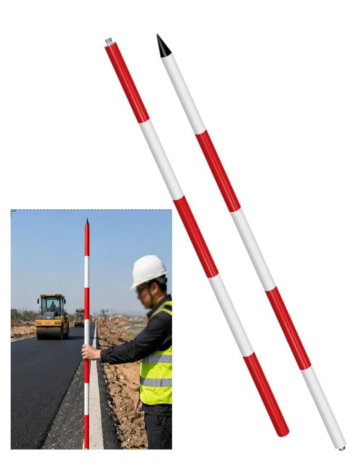 Kanduo Asta topografica in alluminio Misuratore su asta di rilevamento in alluminio, misurazione staccabile e centraggio for la segnaletica costruzione rilievi del sito(6.6ft/200cm)