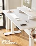 FLEXISPOT Standing Desk with Monitor Stand, 55 x 24 Inches One-Piece Electric Height Adjustable Computer Desk with Cup Holder, Home Office Desks (White Frame+ White Top)