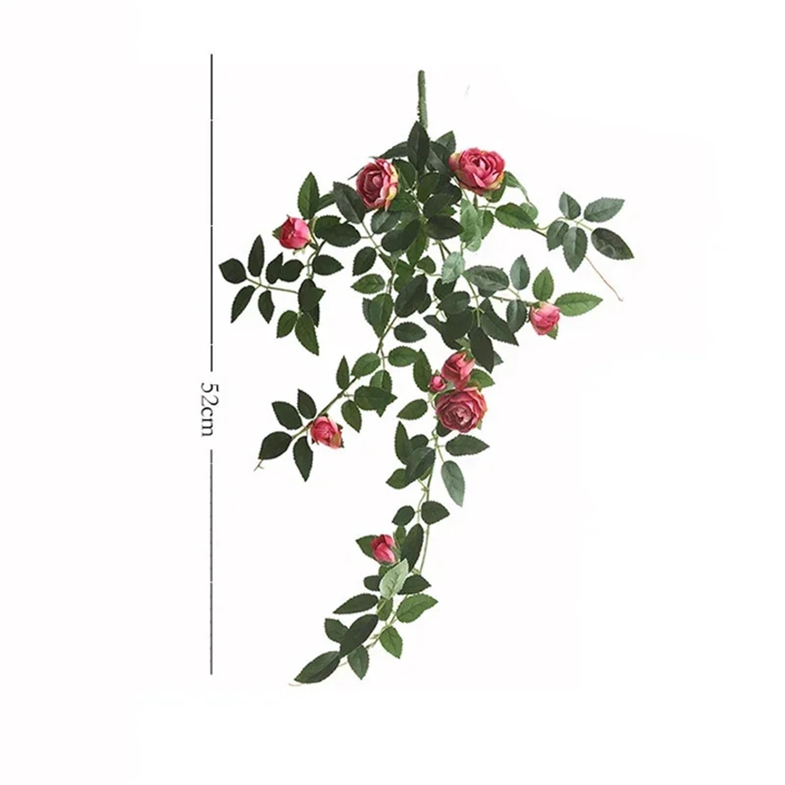 Künstliche Rosenranke Künstliche Hängepflanzen mit Rosenblüten | Blätter grüne Kette Wand Haus Zimmer Garten Hochzeit Girlande Außendekoration(Pink)