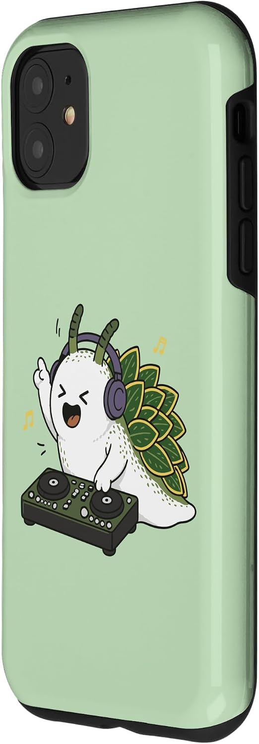 Funny DJ Leaf Sea Slug Cartoon Cute Music Lover Ocean Animal Case for iPhone 11 image 2