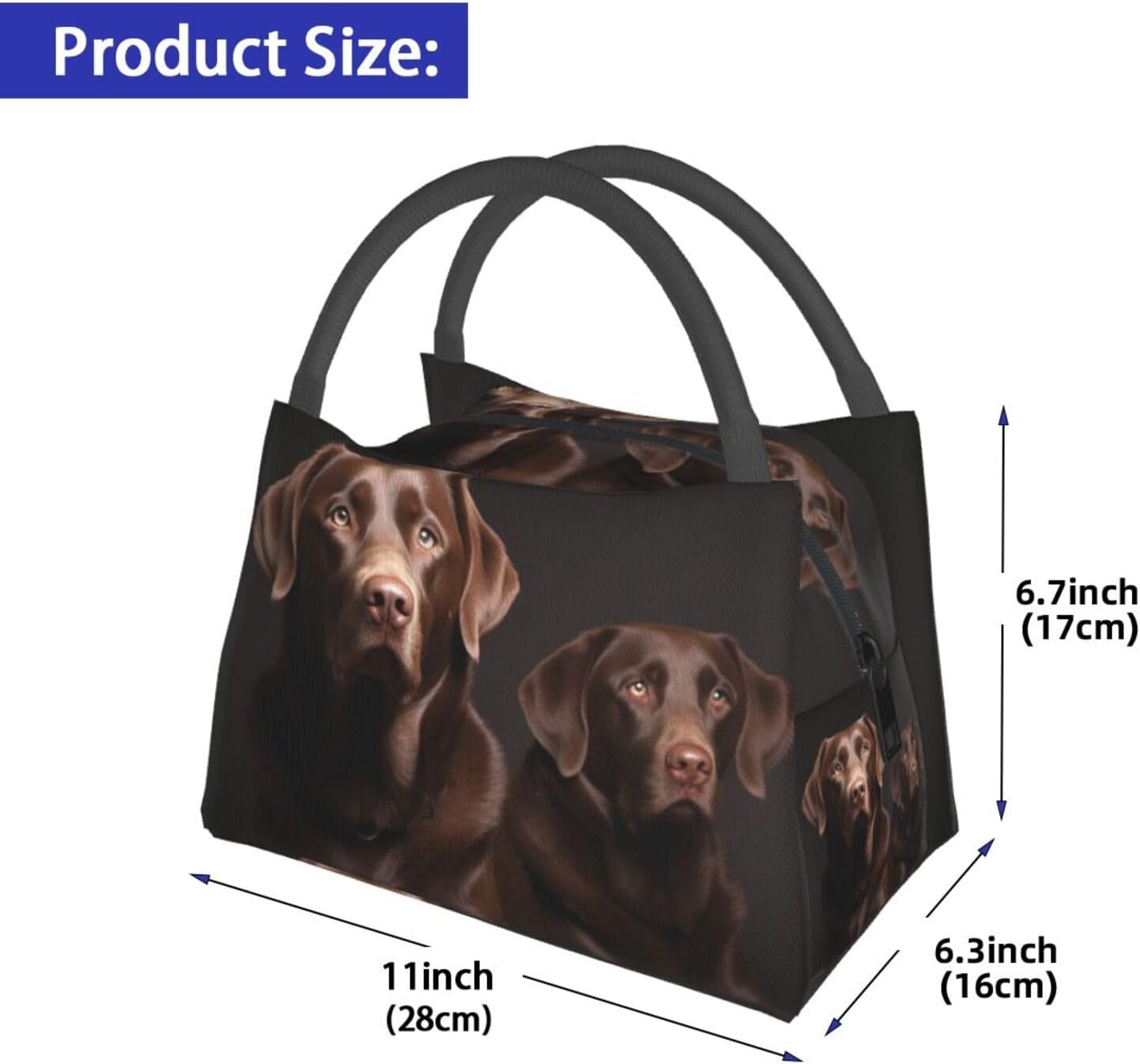 Brown Labrador Retriever Lunch Bag for Men Women Insulated Lunch Box for Adult Reusable Lunch Tote Bags Large Capacity Leakproof Cooler Food Container for Work Travel Office