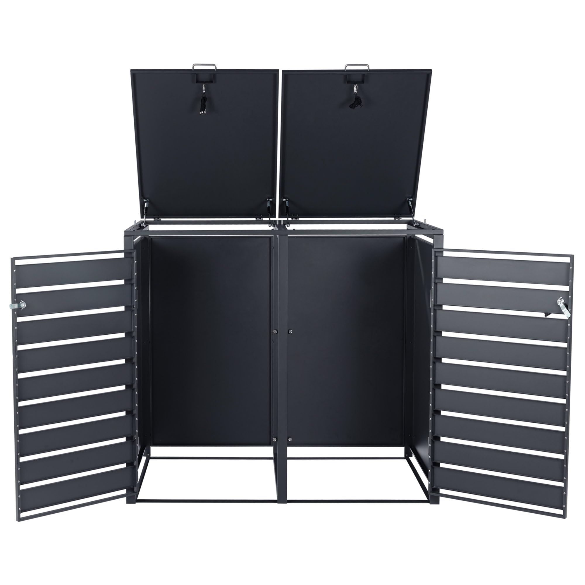Zelsius Mülltonnenbox 2er Mülltonnen | (B) 132 x (T) 80 x (H) 117 cm | Anthrazit RAL7016 | inkl. Erweiterungsmöglichkeit | Mülltonnenverkleidung, Garten Müllbox, Aufbewahrungsbox für Mülltonnen