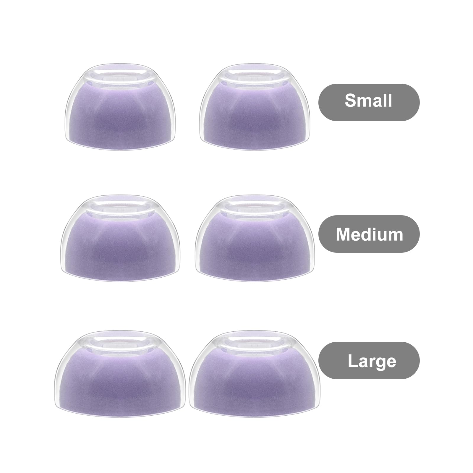Klowcok Auricolari di ricambio per AirPods Pro 3 (3a generazione 2025), punte in memory foam con silicone morbido di alta qualità, cuscinetti antiscivolo (S/M/L) (viola)